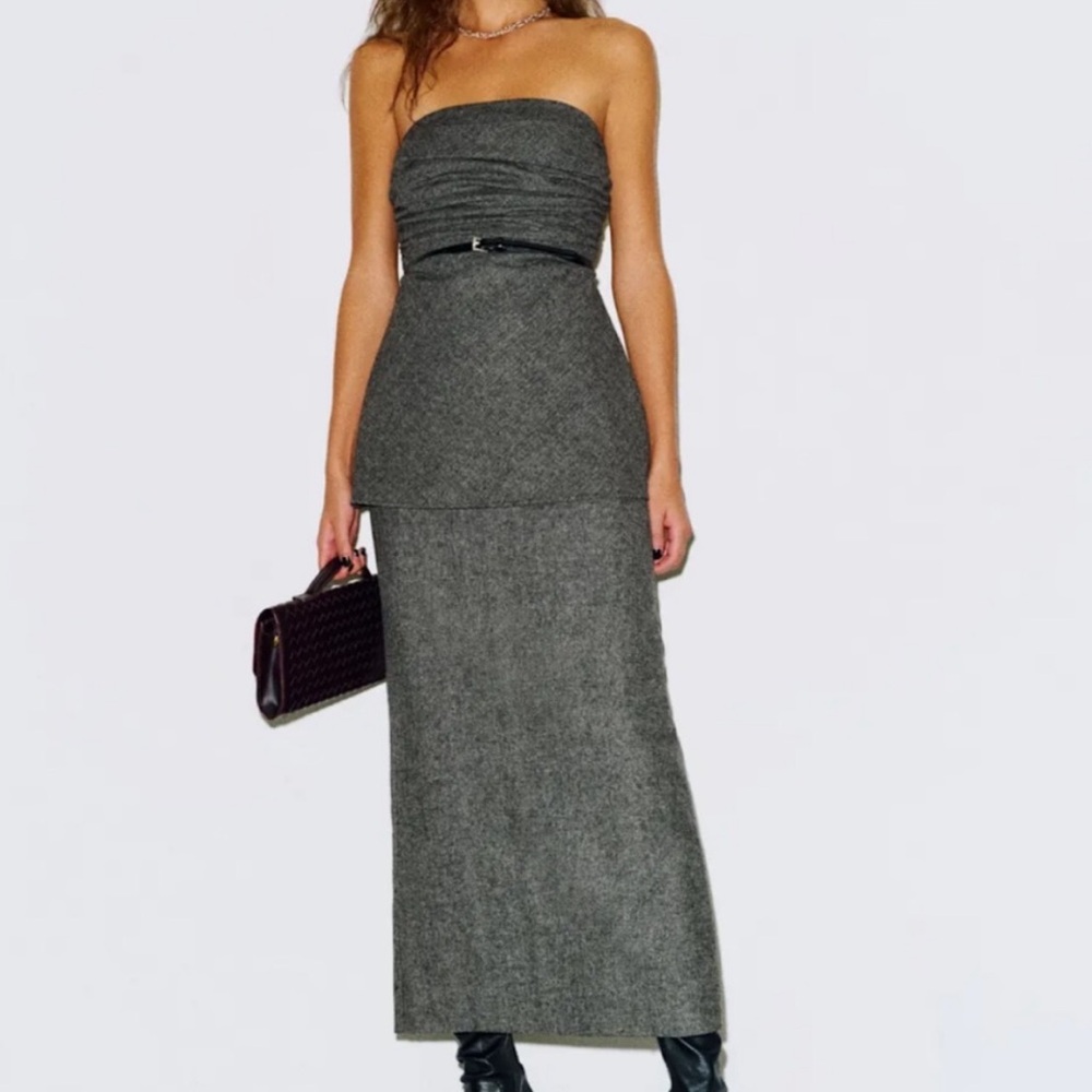 Reformation Lydia Skirt in Charcoal Wool *NEW*